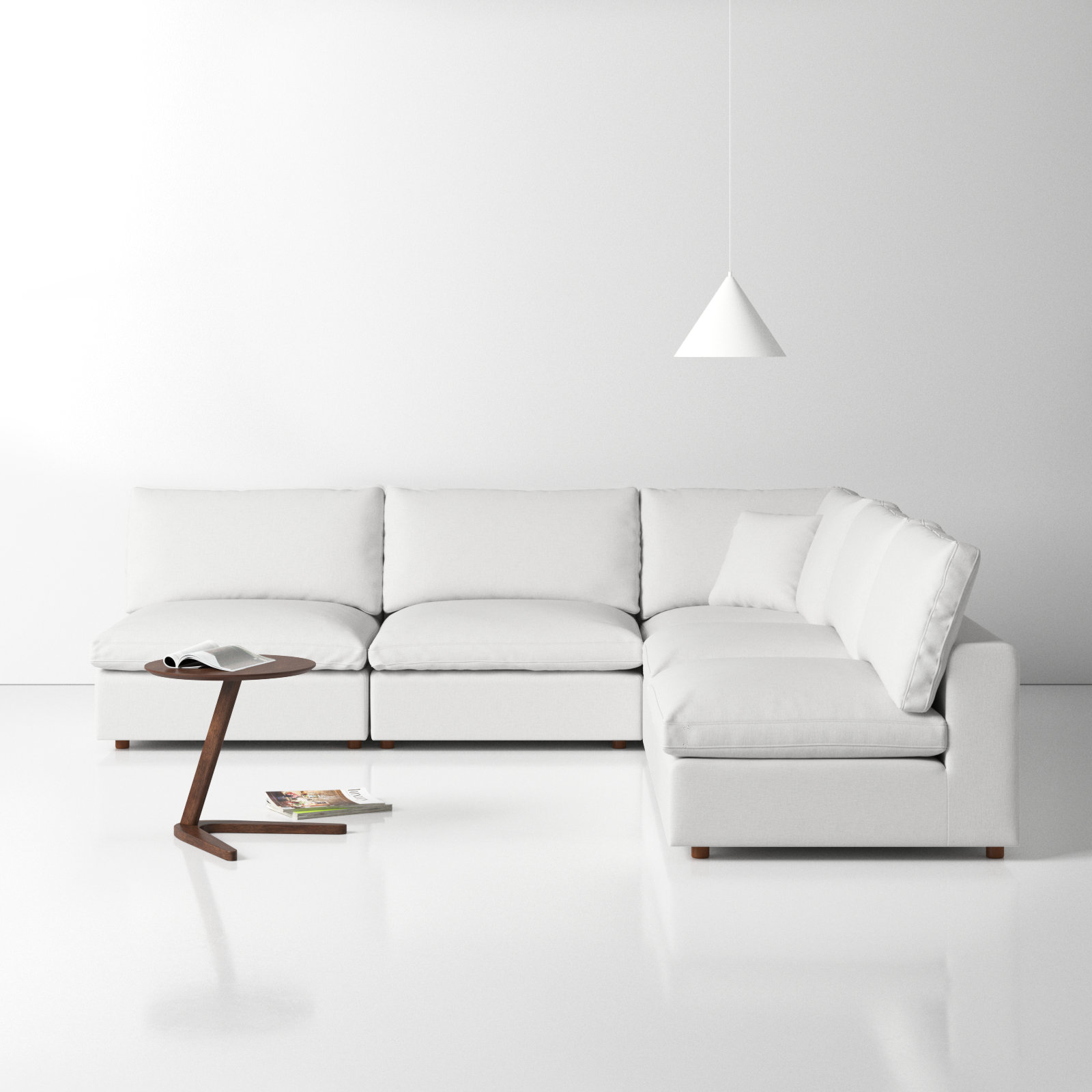 Jossa Upholstered L-Sectional, White Linen Blend