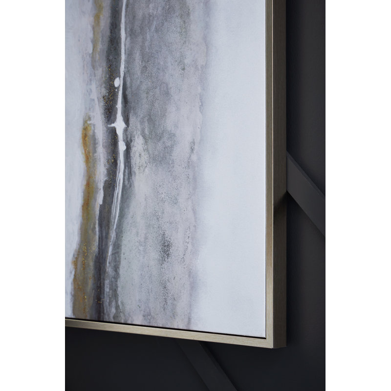 Large Abstract Gray and Gold Canvas Wall Art