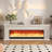 French Cream Retro Style Oak Fireplace Cabinet in White/Black, Villa Living Room Integrated Simulated Flame Heating TV Stand & Entryway Console-128941264-128941263