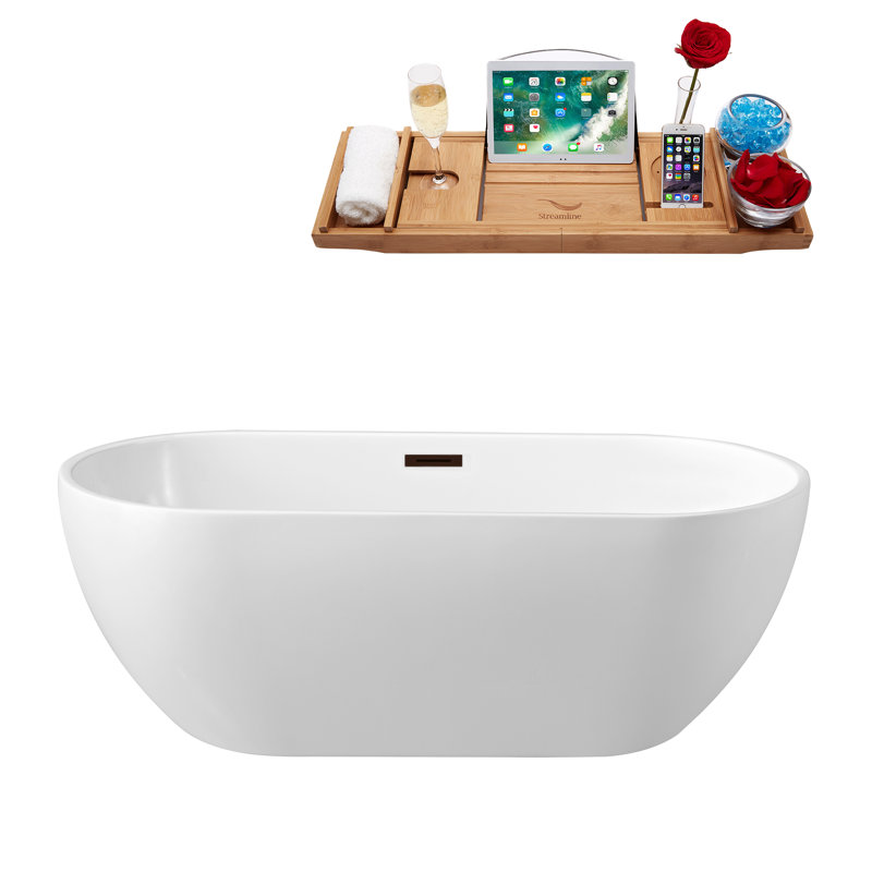 65'' x 28.3'' Soaking Acrylic Bathtub, Oil Rubbed Bronze