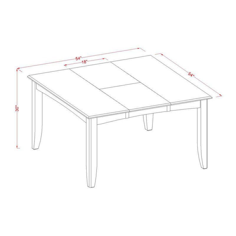 Ensemble de table de salle à manger 9 pièces moderne comprenant une table carrée en bois avec feuille papillon et 8 chaises de cuisine, Cappuccino