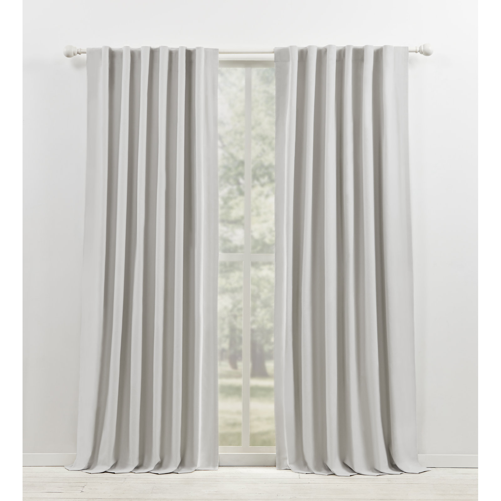 Lauren Ralph Lauren Waller Blackout Cotton Curtain, Silver, 52" W x 96" L