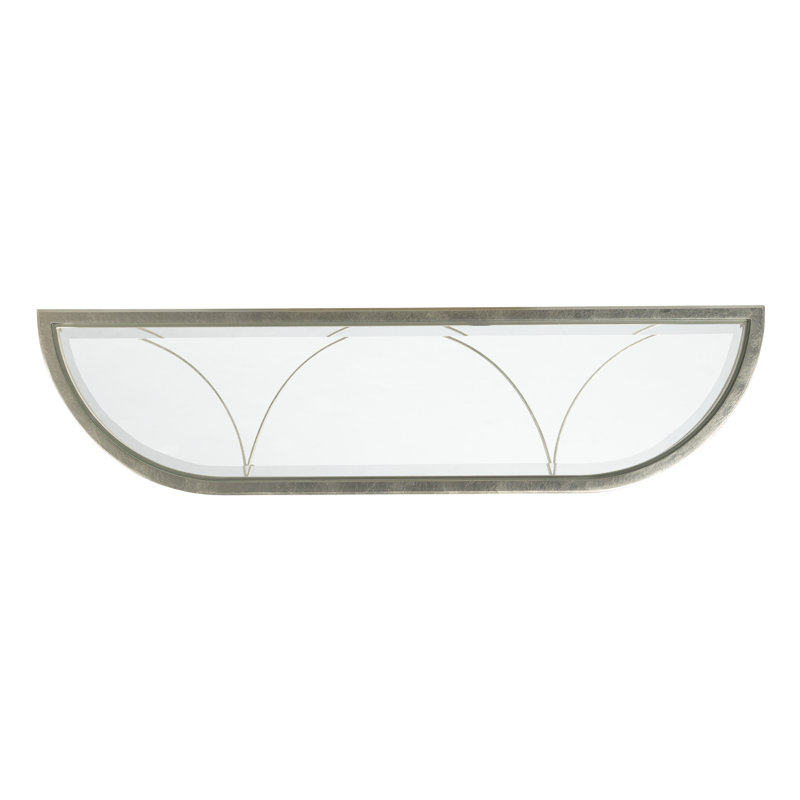 Madeline Demilune Console Table with Beveled Glass Top in Silver Leaf
