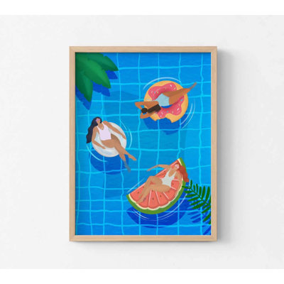«Summer Pool Day - Floating Women», reproduction d'art