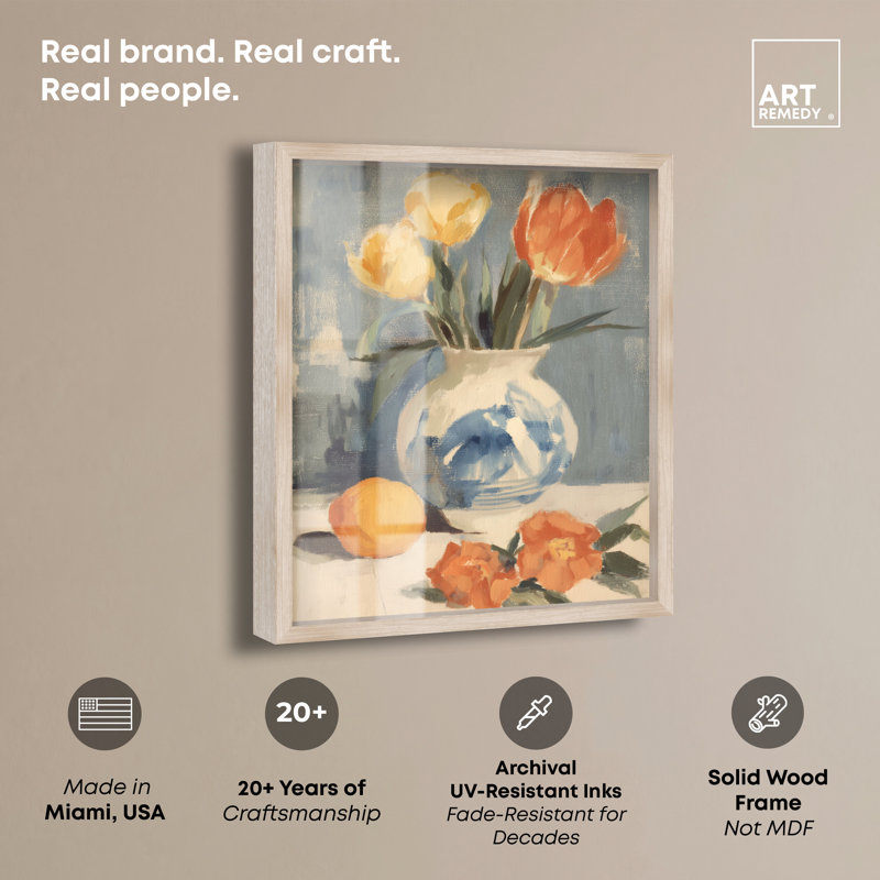 «Spring Oranges II Shadowbox Print Floral Kitchen Art» par, H 20 po x l 16 po, Cadre en chêne naturel