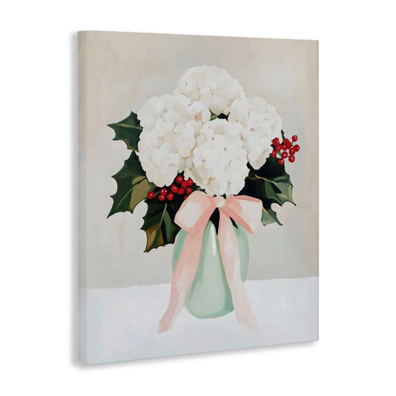 Toile de Noël avec fleurs d'hortensia, design par Arlington Prints, H 40 po x l 30 po