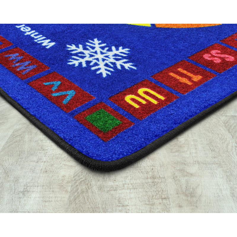 Tapis bleu abstrait touffeté, Rectangle 5 pi 4 po x 7 pi 8 po