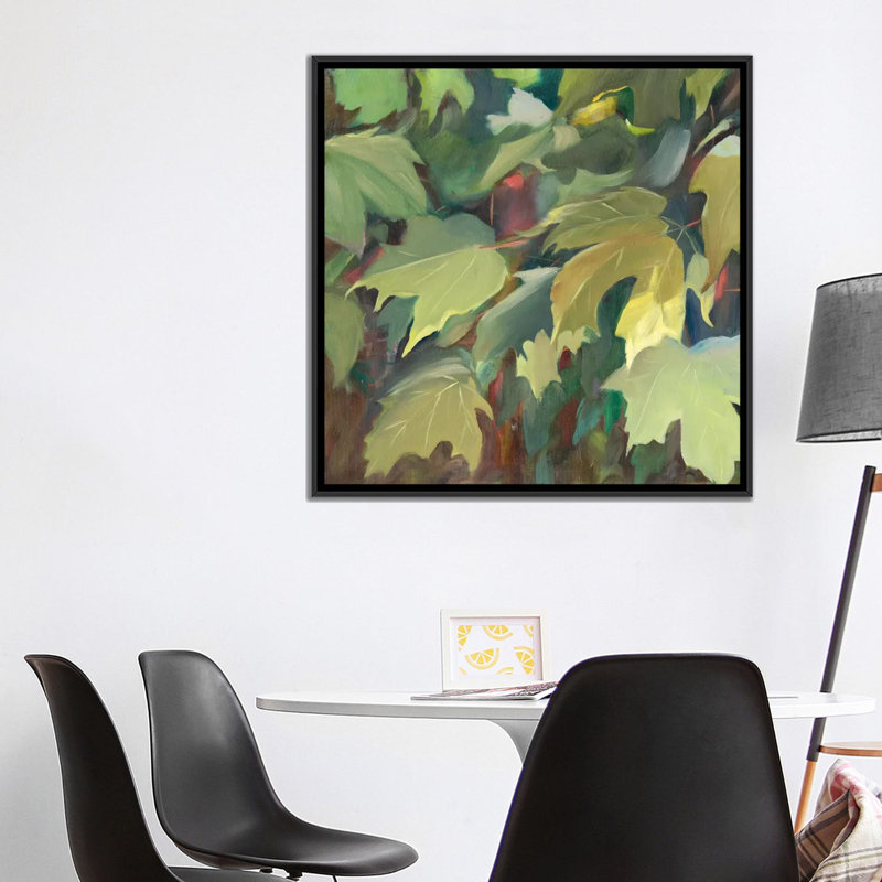« leaf array i », impression sur toile, H 18 po x l 18 po x P 1,5 po, Toile avec cadre noir, Pas de tapis