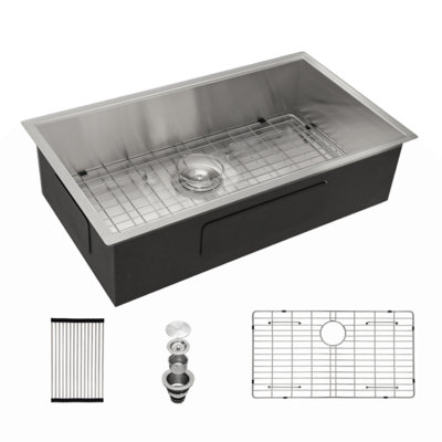 Évier de cuisine encastré 33 po - 33 po x 19 po x 9 po - Évier de cuisine encastrable en acier inoxydable de calibre 18 à profondeur 9