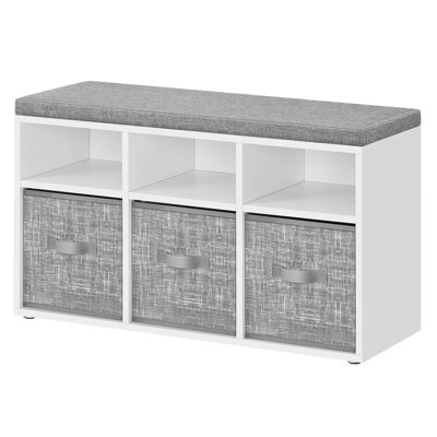 Shoe Storage Bench With 6 Compartments And 3 Adjustable Shelves