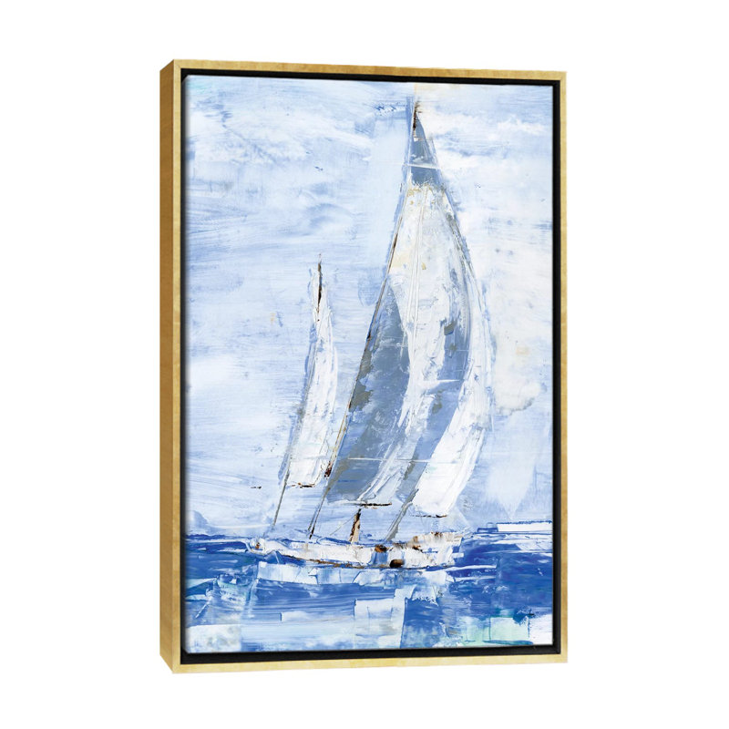 «Blue Sails II» par Ethan Harper - reproduction d'art, H 60 po x l 40po x P 1,5 po, Toile encadrée d'or, Pas de tapis