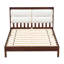 Structure de lit plateforme en bois massif avec tête de lit tapissier en velours beige, finition espresso, aucun sommier requis-276248339
