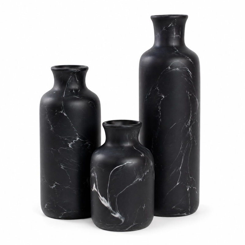 Ensemble de vases en résine 3 pièces Rustic Farmhouse, Noir