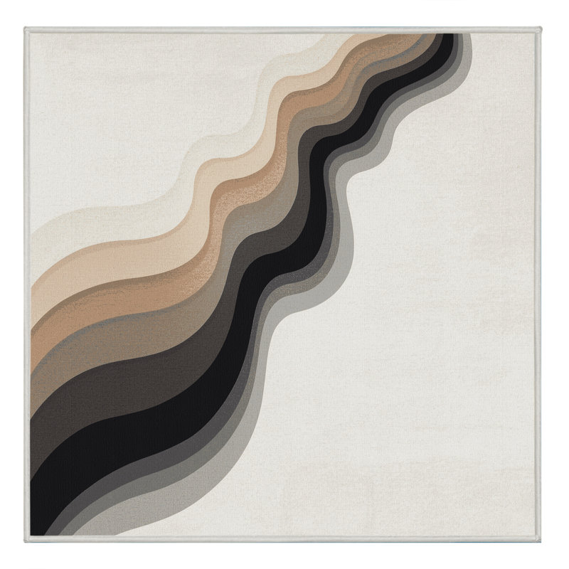 Machine Washable Paxon Minimalist Ombre Rug in Gray – White Binding, 8' Square