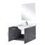 Meuble-lavabo gris foncé 24 po L 22 po x P, comptoir en quartz blanc et robinet inclus, meuble-lavabo avec surface de travail à miroir et surface de travail 18 po