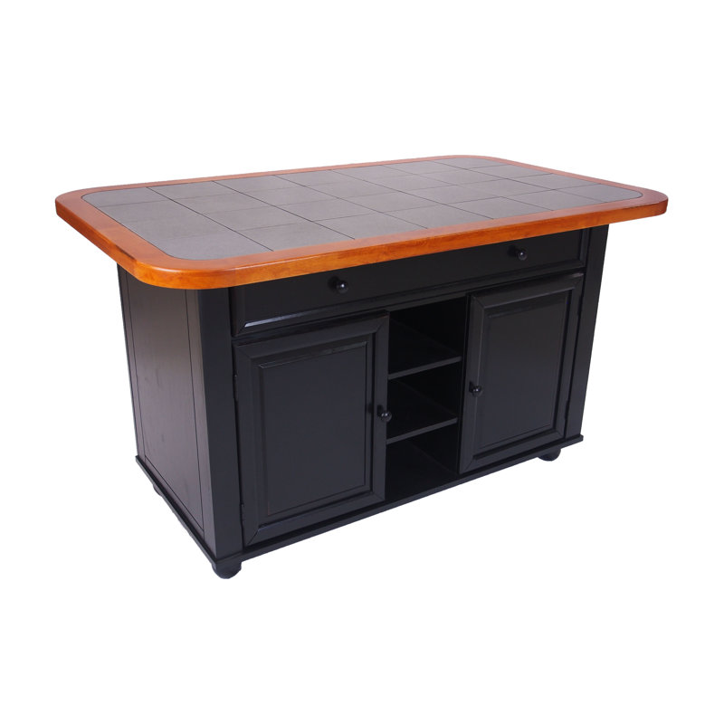 Azizi Kitchen Island Set, Antique Black