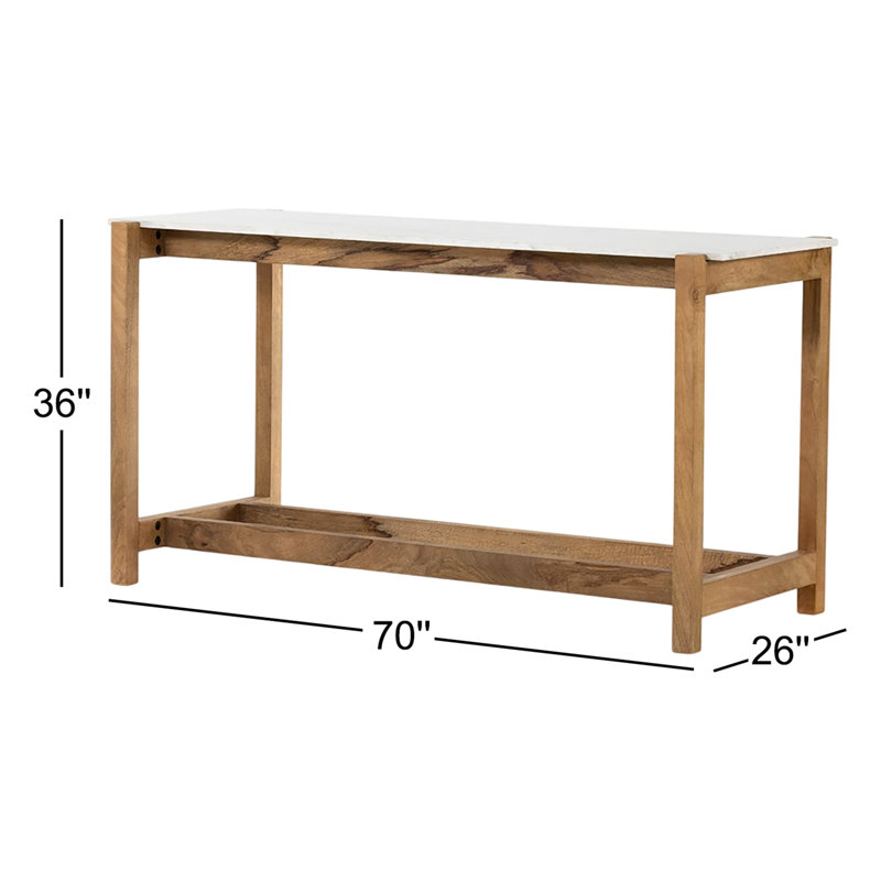 Scout Bar Table, 36”H x 70”L x 26”W, Polished Black Marble/Worn Black Mango