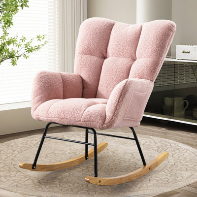 Chaise berçante rembourrée avec dossier haut