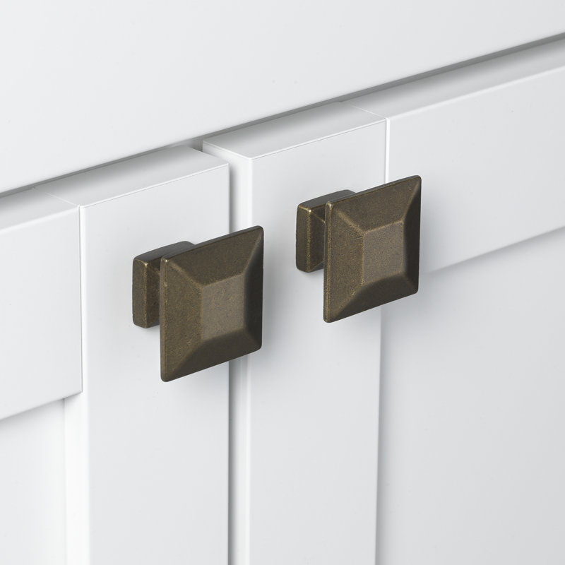 1 3/8" Length Square Knob Multipack, Antique Brass