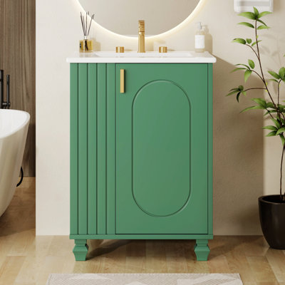 Bathroom Vanity With Sink, Bathroom Cabinet With Side Open Storage Shelf