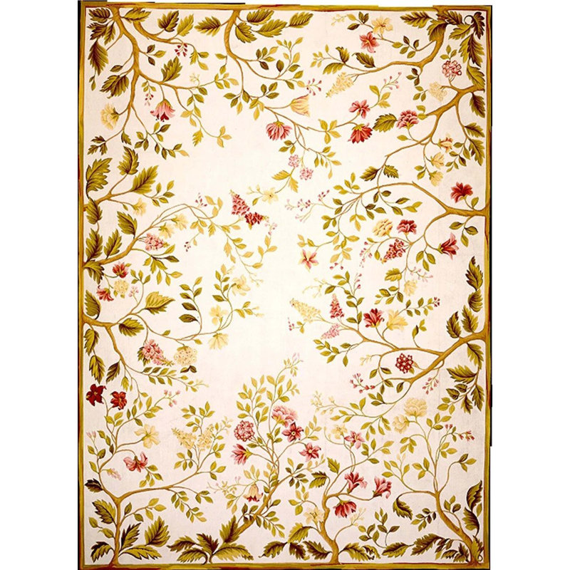 Needlepoint Azm Wool Floral Area Rug, Rectangle 13'11" x 19'