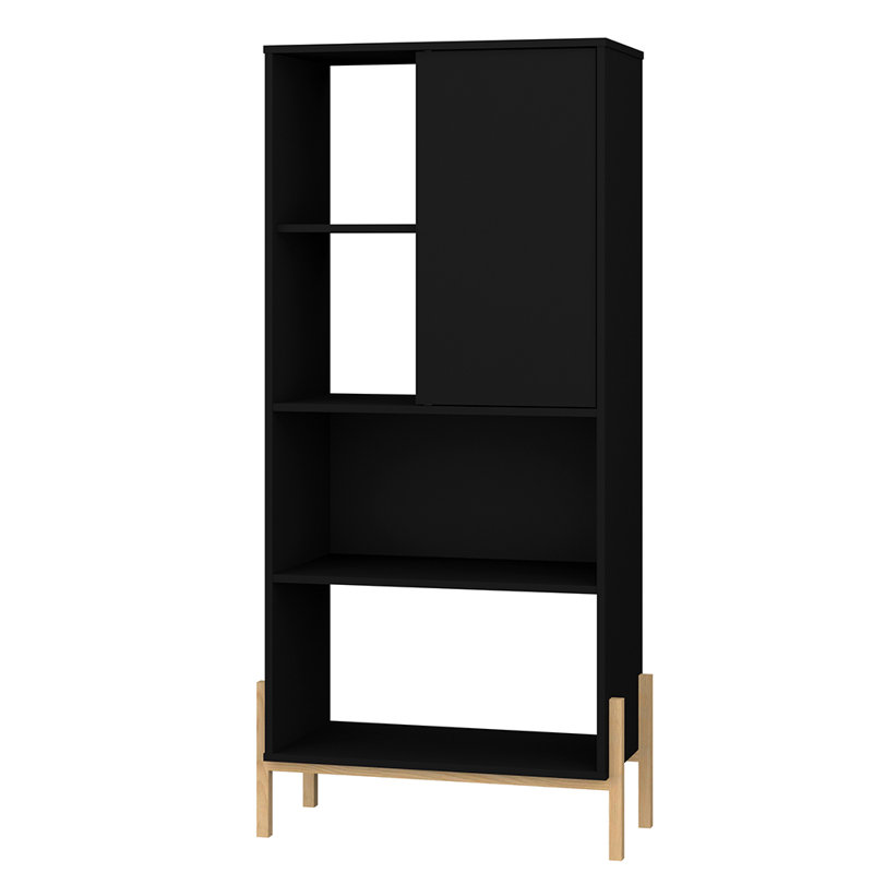 Sasun 153.5 cm H x 72.5 cm W Standard Bookcase, Black