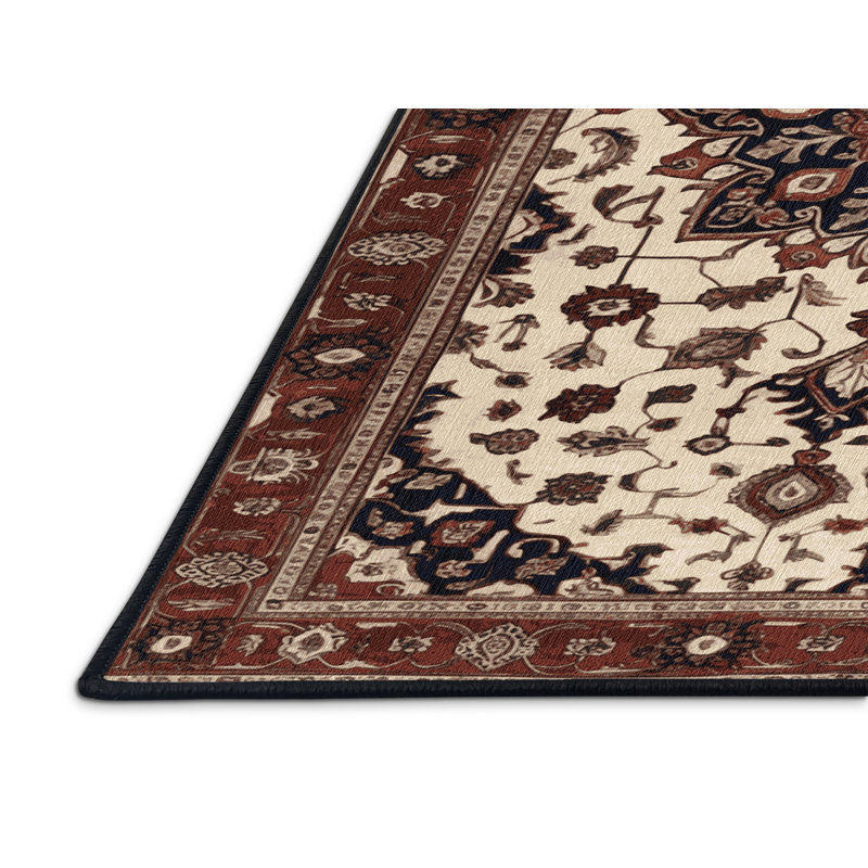 Tapis persan noir lavable à la machine, Rectangle 4pi x 6 pi