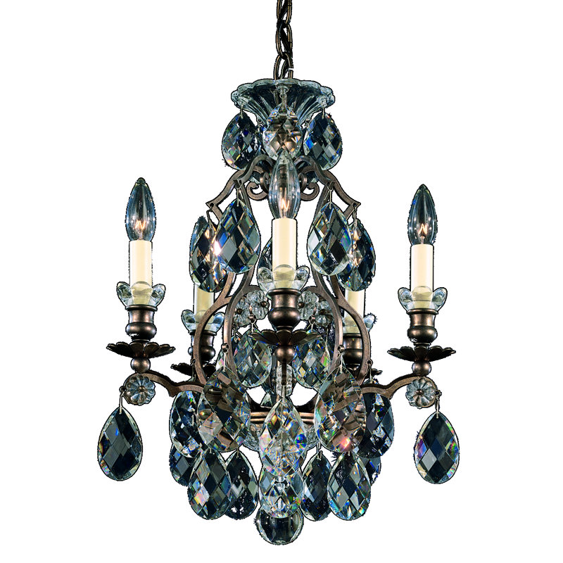 Renaissance 5 - Light Glass Chandelier, Clear Heritage Crystal, Heirloom Bronze