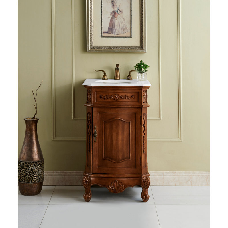 Ensemble de meuble-lavabo simple 21 po Lunette, Teck, Blanc Ivoire