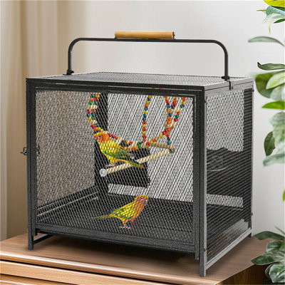 Gelsey 56 cm Iron Play Top Table Top Bird Cage with Wheels with Stand with Perch with Tray
