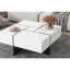 Table basse de conception unique avec 4 compartiments de rangement cachés, table de cocktail carrée avec plateau coulissant extensible, table centrale ultra brillante pour le salon de 31,5 po x 31,5 po-1541739058