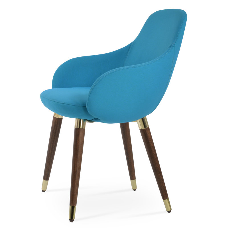 Gazel Wood Armchair in Wool, Turquoise