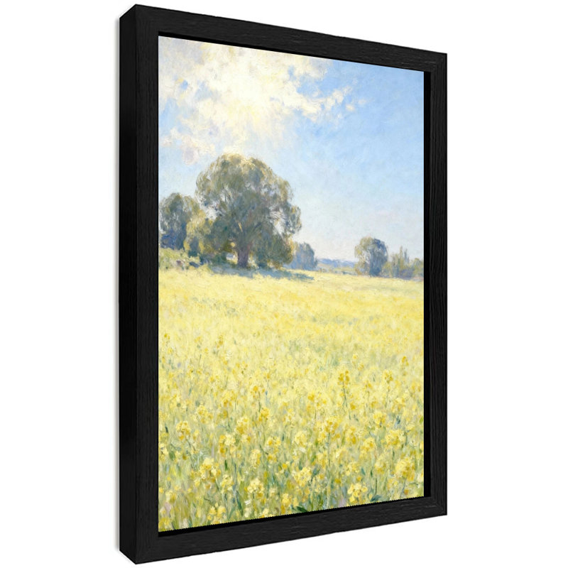 Art mural moderne moderne dans un cadre en bois noir avec fleurs jaunes, cadeau d'art mural parfait pour la décoration de maison et d'appartement