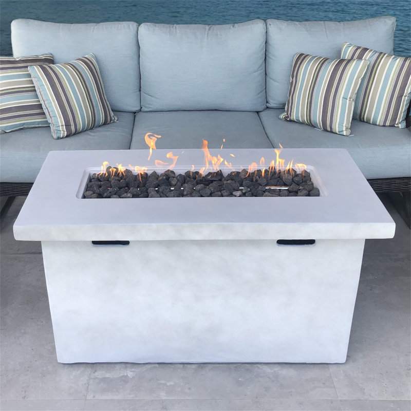 25" H Fiber Reinforced Concrete Propane Outdoor Fire Pit Table, Gray