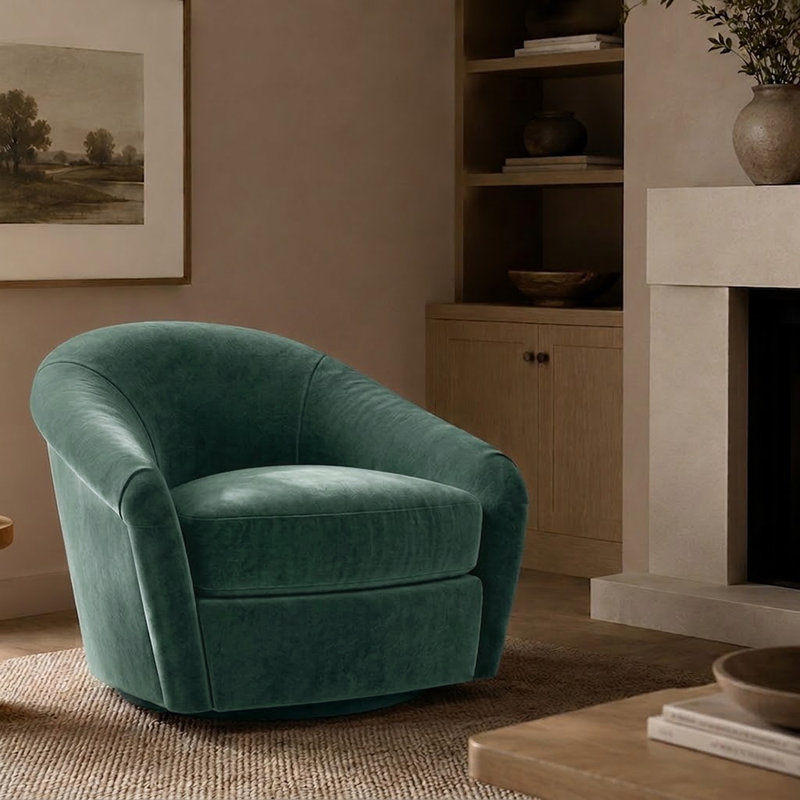 Carley Summers X River & Bord: The Betty Swivel Chair, Green Fabric