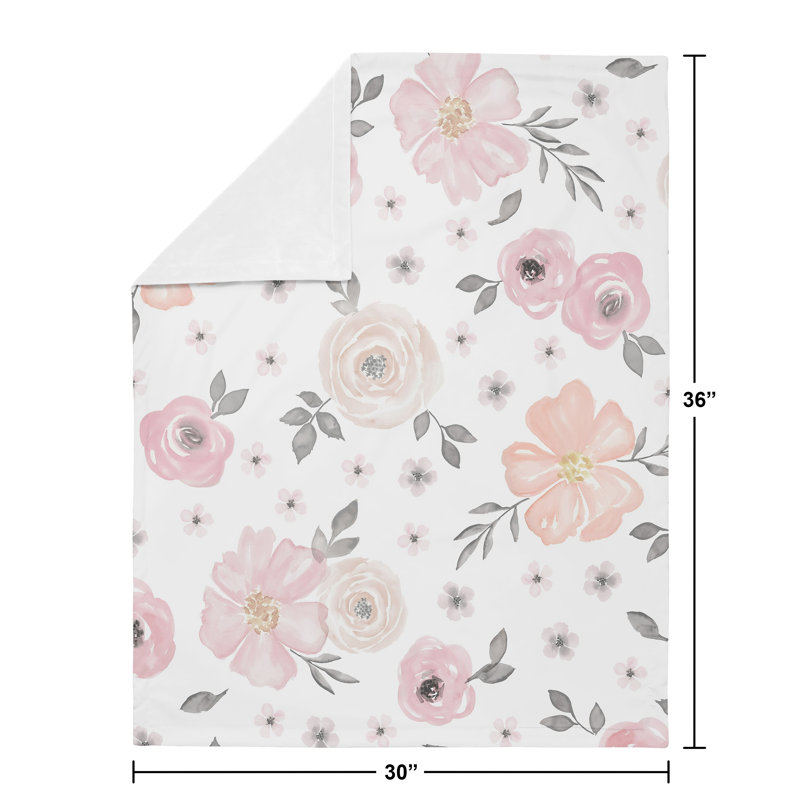 Couverture florale aquarelle, Rose / Gris