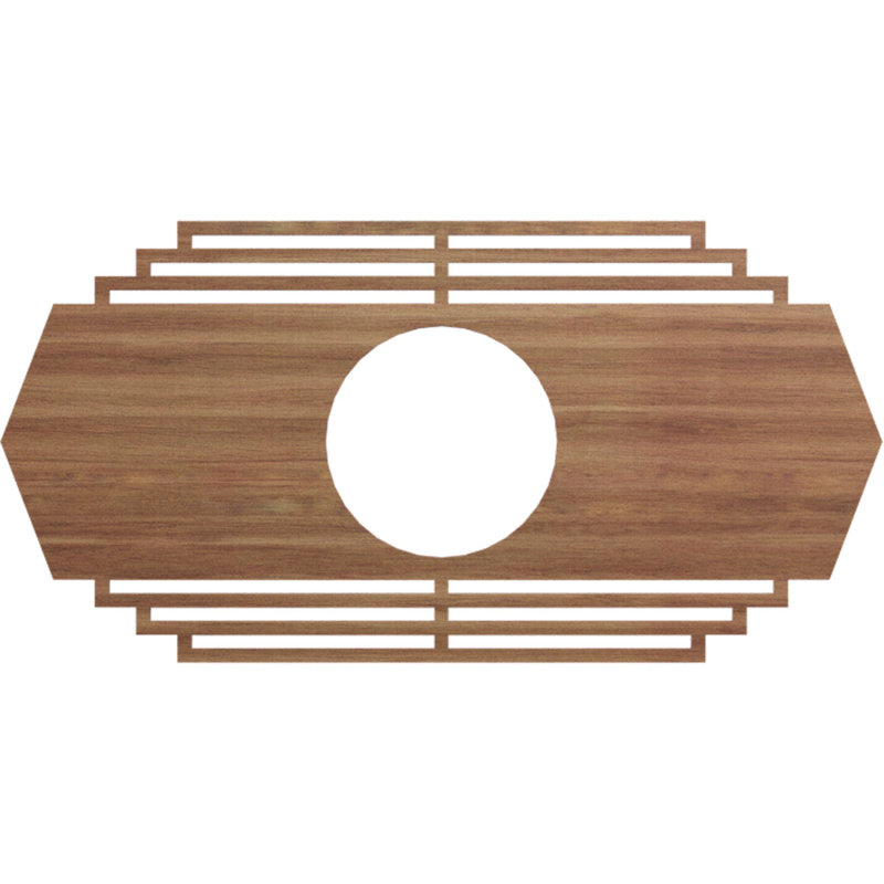 Médaillon de plafond en bois Chrysler, Noyer, H 20 po x l 40 po x P 0,38 po