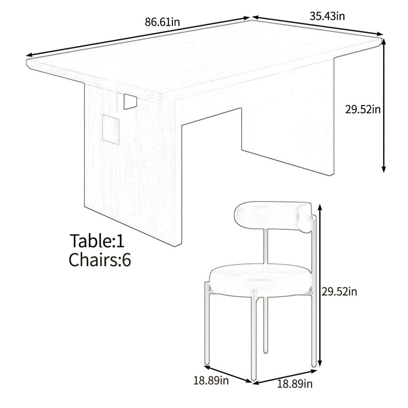 Ensemble de table Classic Classic, H 29,52 po x L 86,61 po x l 35,43 po