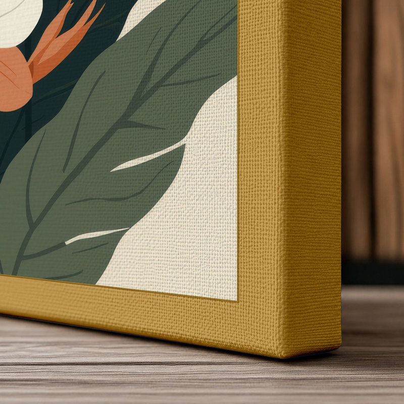 Flowering Study Botanical - Wrapped Canvas, 30x20 - 76.2 x 50.8 cm, Ochre Border