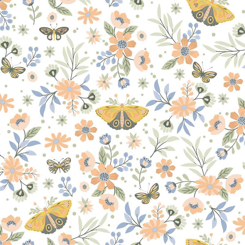 Papier peint floral Gorlest, Corail