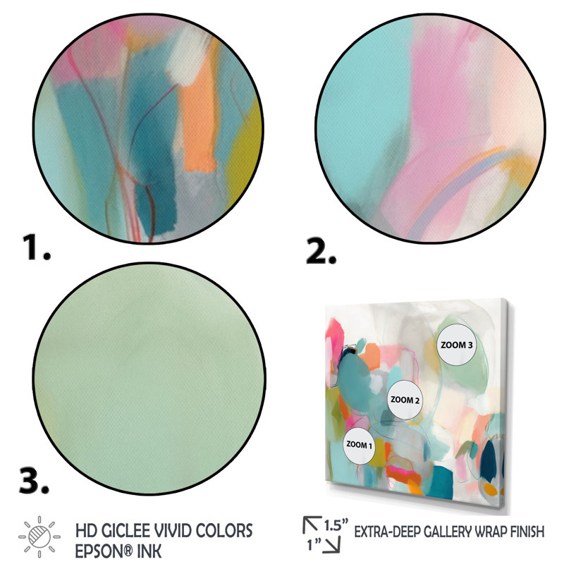 Pink Blue Minimalims Fludity IV - Abstract Minimalism Canvas Wall Art, 24" H x 24" W, Floater Framed, Gold