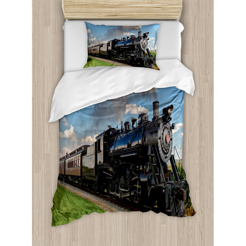 Steam Engine Industrial Polyester Duvet Cover, Twin