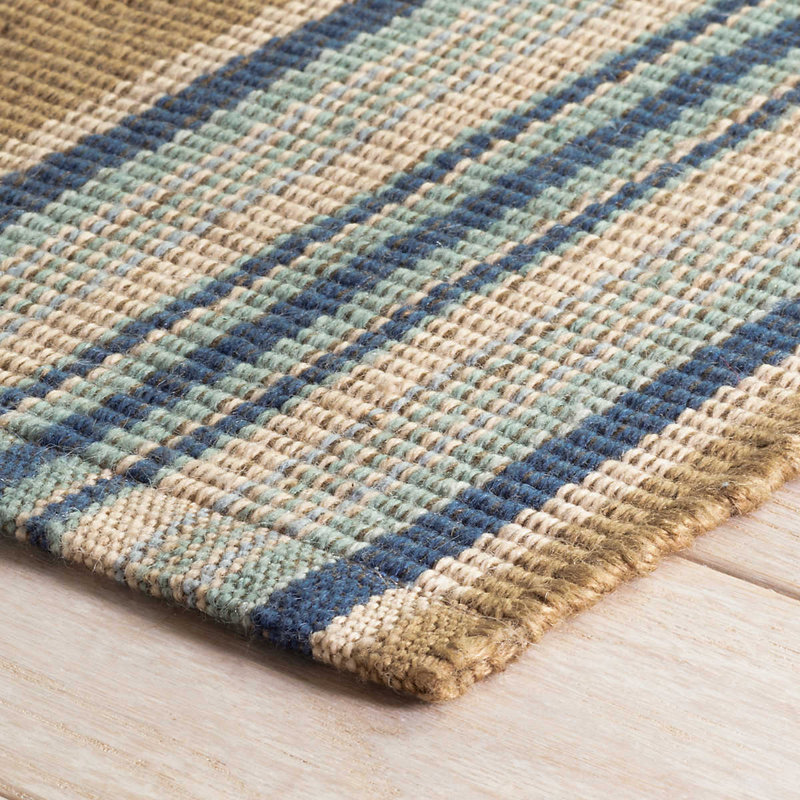 Blue Heron Stripe Handwoven Indoor/Outdoor Rug, Rectangle 2' x 3'
