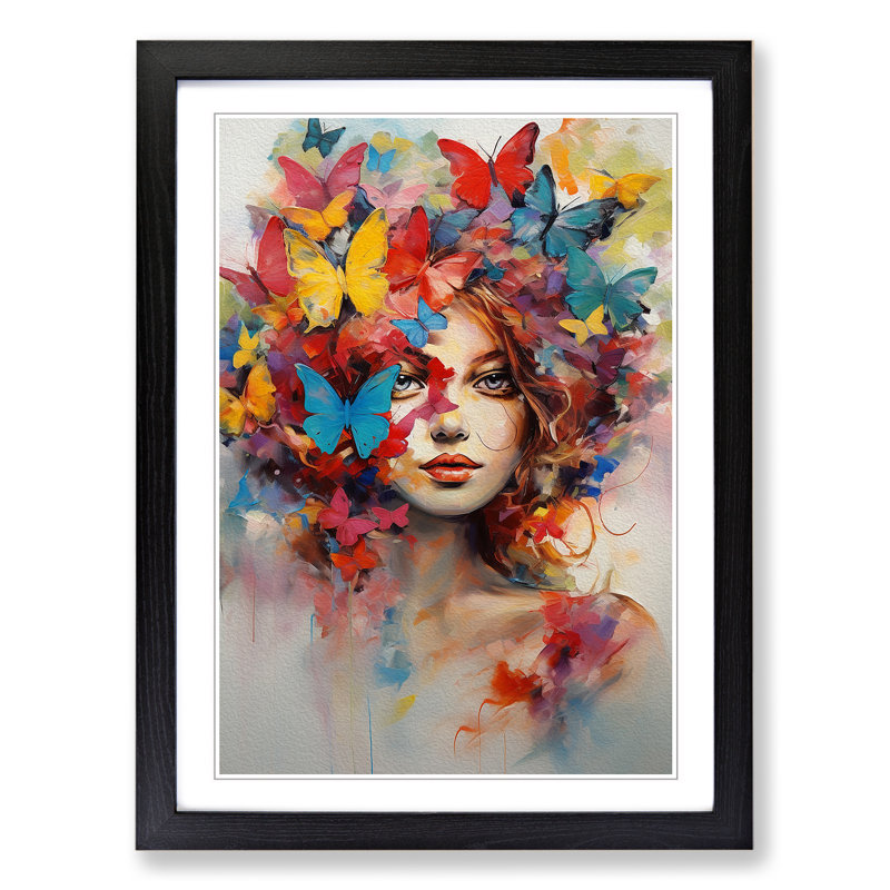 Butterfly Expressionism Art - Framed Print, Black Framed, 34cm H x 25cm W x 2cm D