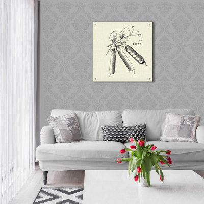 " Linen Vegetable BW Sketch Peas " by Studio Mousseau