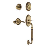 Nostalgic Warehouse Classic Plate F Grip Handleset with Single Cylinder Deadbolt and Swan Lever