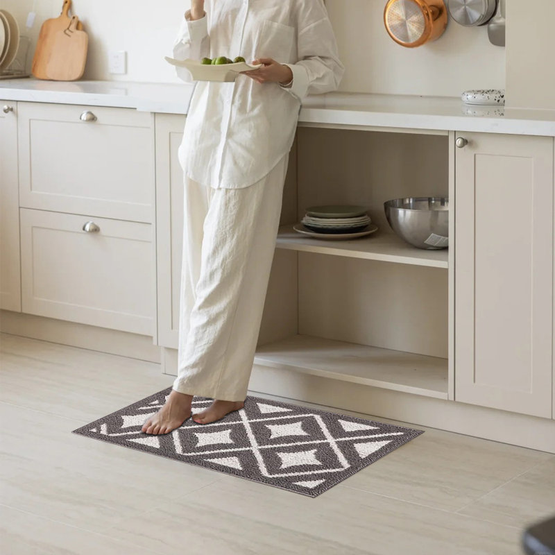 Tapis de cuisine, lavables à la machine, tapis de cuisine antidérapants, ensemble de 3 pièces, Gris