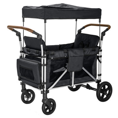 Stroller Wagon for 2 Kids, Cart Featuring 2 High Seat with 5-Point Harnesses and Adjustable Canopy -  linor, 106149050F