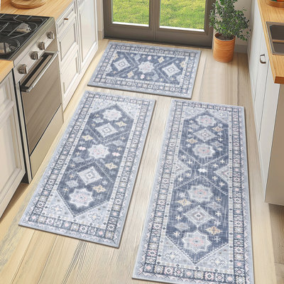 Tapis de cuisine antidérapant lavable à la machine (ensemble de 3)