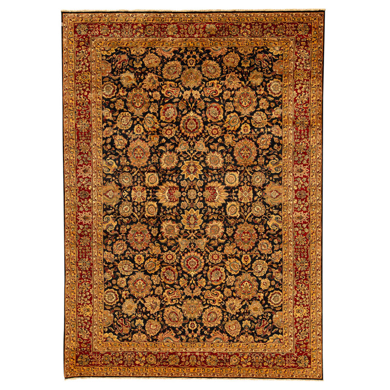 Tapis rectangulaire en laine noué à la main